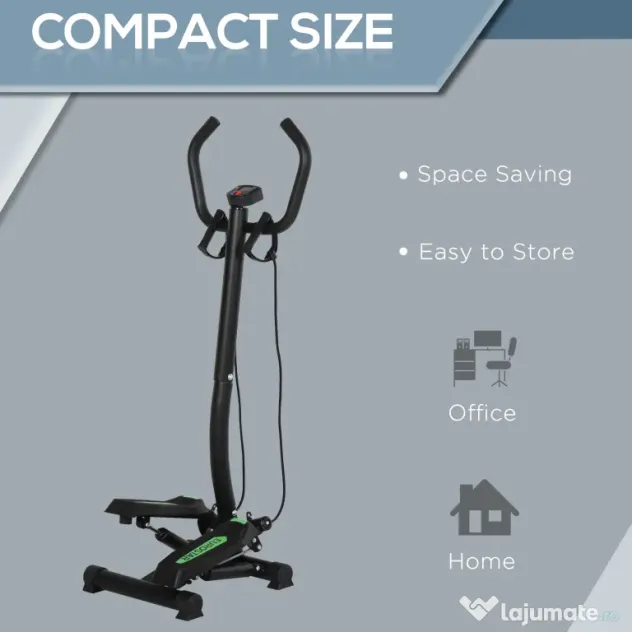 HOMCOM Stepper Profesional Fitness cu Manubriu si Corzi, 40x48x118cm