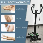 HOMCOM Stepper Profesional Fitness cu Manubriu si Corzi, 40x48x118cm