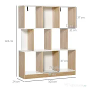 HOMCOM Bibliotecă din Lemn cu 3 Rafturi, Dimensiuni 100x30x124cm, Design Elegant pentru Organizare și Depozitare | AOSOM România 