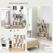 HOMCOM Bibliotecă din Lemn cu 3 Rafturi, Dimensiuni 100x30x124cm, Design Elegant pentru Organizare și Depozitare | AOSOM România 