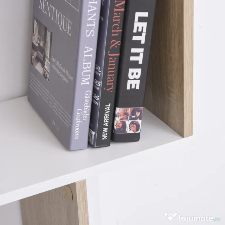 HOMCOM Bibliotecă Modernă din Lemn cu 3 Rafturi și Spații Deschise pentru Depozitare, Raft Cărți pentru Living, Birou sau Dormitor, 100x30x124 cm, Stejar și Alb