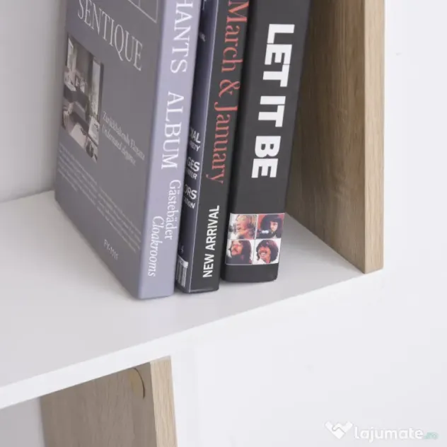 HOMCOM Bibliotecă Modernă din Lemn cu 3 Rafturi și Spații Deschise pentru Depozitare, Raft Cărți pentru Living, Birou sau Dormitor, 100x30x124 cm, Stejar și Alb