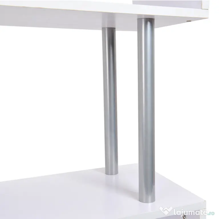 HOMCOM Bibliotecă de Design Modern cu 4 Rafturi, Etajeră Divizoare și Organizator pentru Cărți, 80x30x145cm, Alb