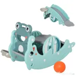 Homcom Jucarie 3-in-1 Copii – Cal Balansoar, Tobogan & Cos Verde