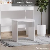 HOMCOM Masă de Machiaj Vintage cu Scaun Tapitat, Oglindă cu 12 Lămpi LED, Sertar Mare, MDF Alb, pentru Dormitor | Aosom Romania