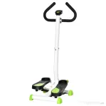 HOMCOM Stepper cu Ghidon, Pedale Antiderapante și Monitor LCD, din Oțel și ABS, 55x44x108 cm, Alb, Negru și Verde