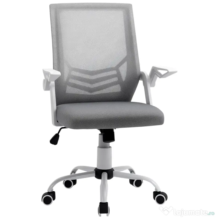Vinsetto Scaun de Birou Ergonomic cu Suport Lombar din Țesătură, Gri | Aosom Romania