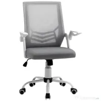 Vinsetto Scaun de Birou Ergonomic cu Suport Lombar din Țesătură, Gri | Aosom Romania