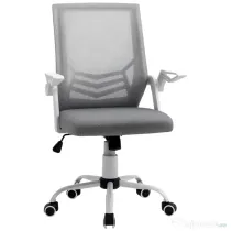 Vinsetto Scaun de Birou Ergonomic cu Suport Lombar din Țesătură, Gri | Aosom Romania