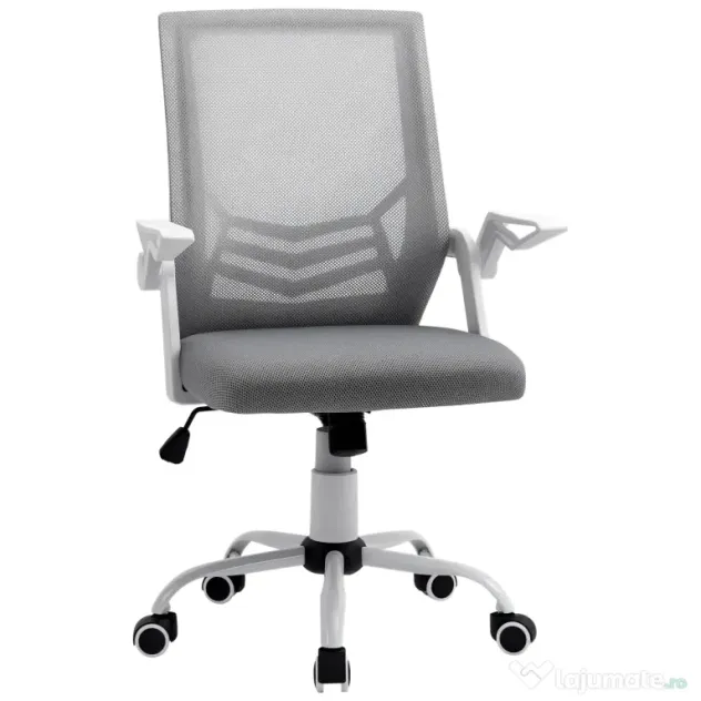 Vinsetto Scaun de Birou Ergonomic cu Suport Lombar din Țesătură, Gri | Aosom Romania