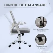 Vinsetto Scaun de Birou Ergonomic cu Suport Lombar din Țesătură, Gri | Aosom Romania