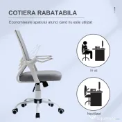 Vinsetto Scaun de Birou Ergonomic cu Suport Lombar din Țesătură, Gri | Aosom Romania