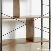 HOMCOM Bibliotecă cu 5 Rafturi, Compartimente Deschise, 77 x 30 x 157,5 cm, Maro Rustic și Negru | Aosom Romania