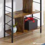 HOMCOM Bibliotecă cu 5 Rafturi, Compartimente Deschise, 77 x 30 x 157,5 cm, Maro Rustic și Negru | Aosom Romania