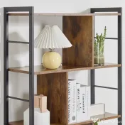 HOMCOM Bibliotecă cu 5 Rafturi, Compartimente Deschise, 77 x 30 x 157,5 cm, Maro Rustic și Negru | Aosom Romania