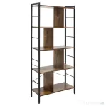 HOMCOM Bibliotecă cu 5 Rafturi, Compartimente Deschise, 77 x 30 x 157,5 cm, Maro Rustic și Negru