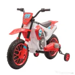 HOMCOM Motocicleta Electrica pentru Copii Baterie 12V Reincarcabila si Rotite Rosu