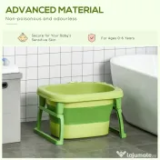 HOMCOM Cadă pentru Băiță Nou-Născuți și Copii 0-6 Ani, Plastic Antiderapant, Verde, Dimensiuni 75.3x55.4x43cm | Aosom România