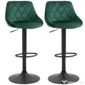 Set 2 Scaune de Bar Pivotante HOMCOM, Efect Catifelat, 51,5x48x83-104cm, Verde | Aosom Romania