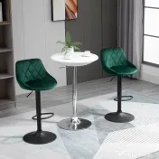 Set 2 Scaune de Bar Pivotante HOMCOM, Efect Catifelat, 51,5x48x83-104cm, Verde | Aosom Romania