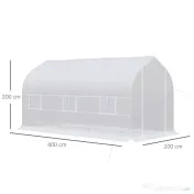 Outsunny Seră de Grădină a Tunnel 4x2x2 m cu Uși Rulabile și 6 Ferestre, Seră pentru Grădină cu Acoperiș înclinat, Structură din Metal și Acoperire PE, pentru Grădinărit Legume Flori Fructe, Alb | Aosom Romania 