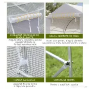 Outsunny Seră de Grădină a Tunnel 4x2x2 m cu Uși Rulabile și 6 Ferestre, Seră pentru Grădină cu Acoperiș înclinat, Structură din Metal și Acoperire PE, pentru Grădinărit Legume Flori Fructe, Alb | Aosom Romania 