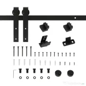 HOMCOM Kit pentru ușă glisantă din lemn cu șină de 200cm și capacitate de 20kg, negru 