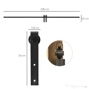 HOMCOM Kit pentru ușă glisantă din lemn cu șină de 200cm și capacitate de 20kg, negru 
