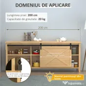 HOMCOM Kit pentru ușă glisantă din lemn cu șină de 200cm și capacitate de 20kg, negru 