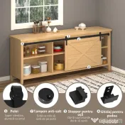 HOMCOM Kit pentru ușă glisantă din lemn cu șină de 200cm și capacitate de 20kg, negru 