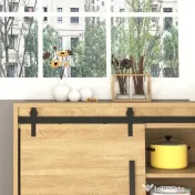 HOMCOM Kit pentru ușă glisantă din lemn cu șină de 200cm și capacitate de 20kg, negru 