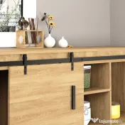 HOMCOM Kit pentru ușă glisantă din lemn cu șină de 200cm și capacitate de 20kg, negru 