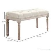 Banca pentru dormitor si hol cu tapiterie din poliester cu efect de in 80x40x41cm, bej HOMCOM | Aosom Romania 