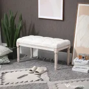 Banca pentru dormitor si hol cu tapiterie din poliester cu efect de in 80x40x41cm, bej HOMCOM | Aosom Romania 