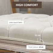 Banca pentru dormitor si hol cu tapiterie din poliester cu efect de in 80x40x41cm, bej HOMCOM | Aosom Romania 