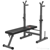 HOMCOM Bancă de Greutăți Pliabilă cu 8 Înălțimi Reglabile și Suport pentru Halteră, 140x73x98-122 cm, Gri | Aosom Romania