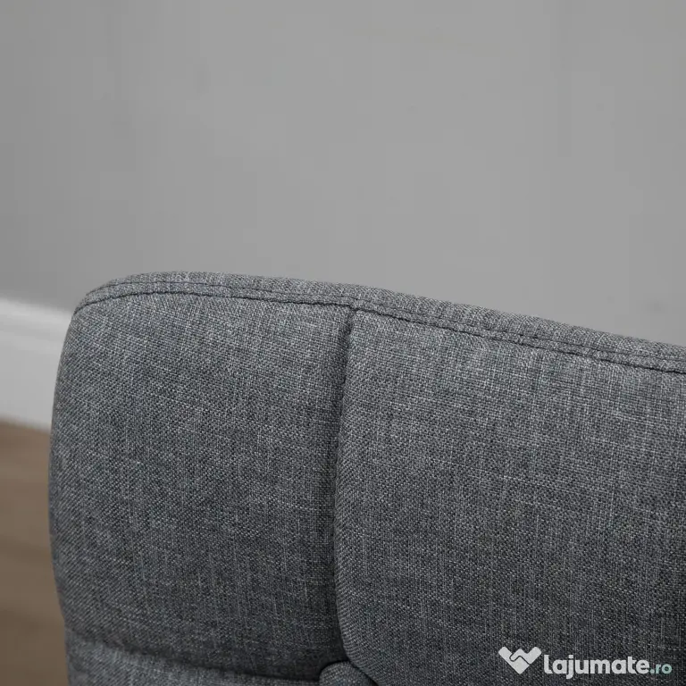 HOMCOM Set 2 Taburete de Bar, Spătar, Tesătură Efect de In și Lemn, 41.5x47x97.5 cm, Gri, Confortabil și Stilat | Aosom Romania