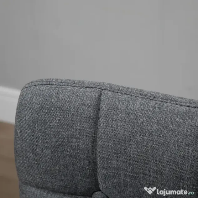 HOMCOM Set 2 Taburete de Bar, Spătar, Tesătură Efect de In și Lemn, 41.5x47x97.5 cm, Gri, Confortabil și Stilat | Aosom Romania