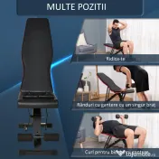 HOMCOM Bancă Reglabilă pentru Exerciții Musculare, Oțel și PU, Negru și Roșu, 130x48x48-109 cm | Aosom Romania 