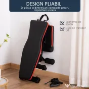 HOMCOM Bancă Reglabilă pentru Exerciții Musculare, Oțel și PU, Negru și Roșu, 130x48x48-109 cm | Aosom Romania 