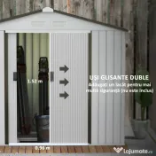 Outsunny Căsuță de Grădină din Tablă de Oțel, Șopron pentru Depozitare Unelte cu Uși Glisante, Rezistent la Intemperii, Alb, 213x130x185 cm