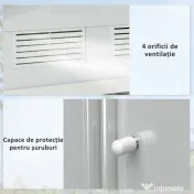 Outsunny Căsuță de Grădină din Tablă de Oțel, Șopron pentru Depozitare Unelte cu Uși Glisante, Rezistent la Intemperii, Alb, 213x130x185 cm