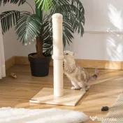 PawHut Stâlp de Zgâriat pentru Pisici cu Bază din PAL, 34x34x60 cm, Bej | Aosom Romania