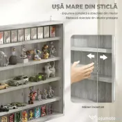 HOMCOM Dulap Tip Vitrină de Expoziție cu Rafturi Reglabile, Montată pe Perete, Negru | Aosom Romania