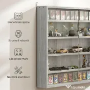 HOMCOM Dulap Tip Vitrină de Expoziție cu Rafturi Reglabile, Montată pe Perete, Negru | Aosom Romania