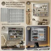 HOMCOM Dulap Tip Vitrină de Expoziție cu Rafturi Reglabile, Montată pe Perete, Negru | Aosom Romania