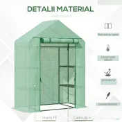 Outsunny Sera de Grădină din Oțel și Plastic PE cu 4 Rafturi, Frânghii și Țăruși Inclusi, 141x72x191 cm, Verde | Aosom Romania 