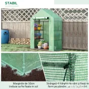 Outsunny Sera de Grădină din Oțel și Plastic PE cu 4 Rafturi, Frânghii și Țăruși Inclusi, 141x72x191 cm, Verde | Aosom Romania 