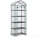 Outsunny Mini Sera pentru Plante cu 5 Etajere din Otel cu Copertina din PVC, 69x49x193cm