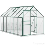 Outsunny Sera din aluminiu kit si policarbonat cu ventilatie, 190 x 375cm, Verde